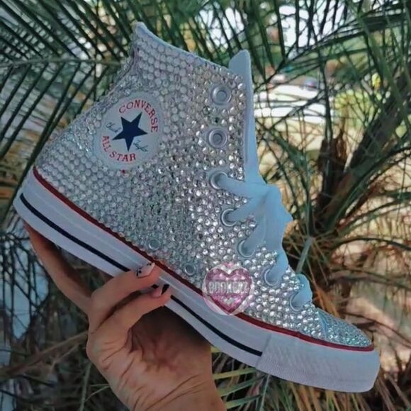 Converse Shoes - Womens CLEAR Rhinestone Bling Converse Shoes Sneakers